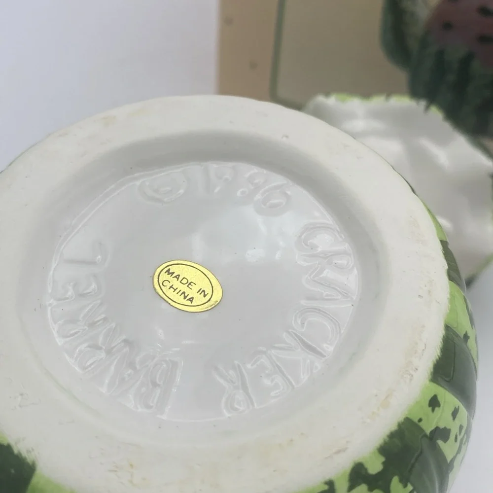 VTG  Cracker Barrel mini Watermelon ceramic Teapot w/ box